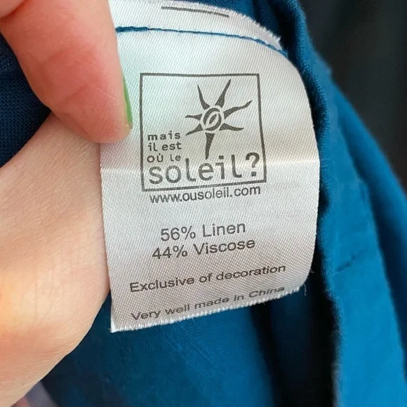 Mais Il Est Ou Le Soleil Linen Skirt Size 38 / 8 / Medium Teal Blue Faux Wrap - Picture 7 of 11